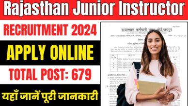 Rajasthan Junior Instructor Recruitment